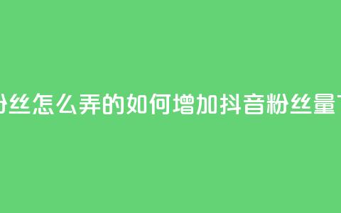 抖音粉丝怎么弄的 - 如何增加抖音粉丝量~ 第1张 抖音粉丝怎么弄的 - 如何增加抖音粉丝量~ 第1张