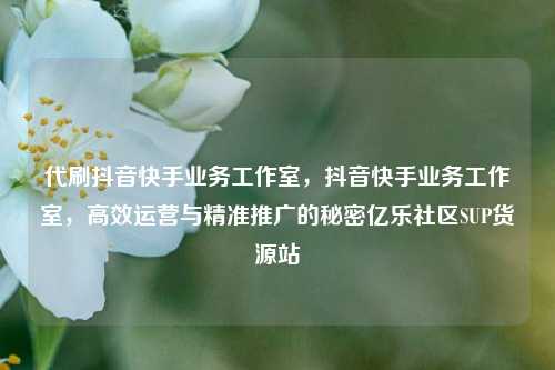 代刷抖音快手业务工作室，抖音快手业务工作室	，高效运营与精准推广的秘密亿乐社区SUP货源站  第1张